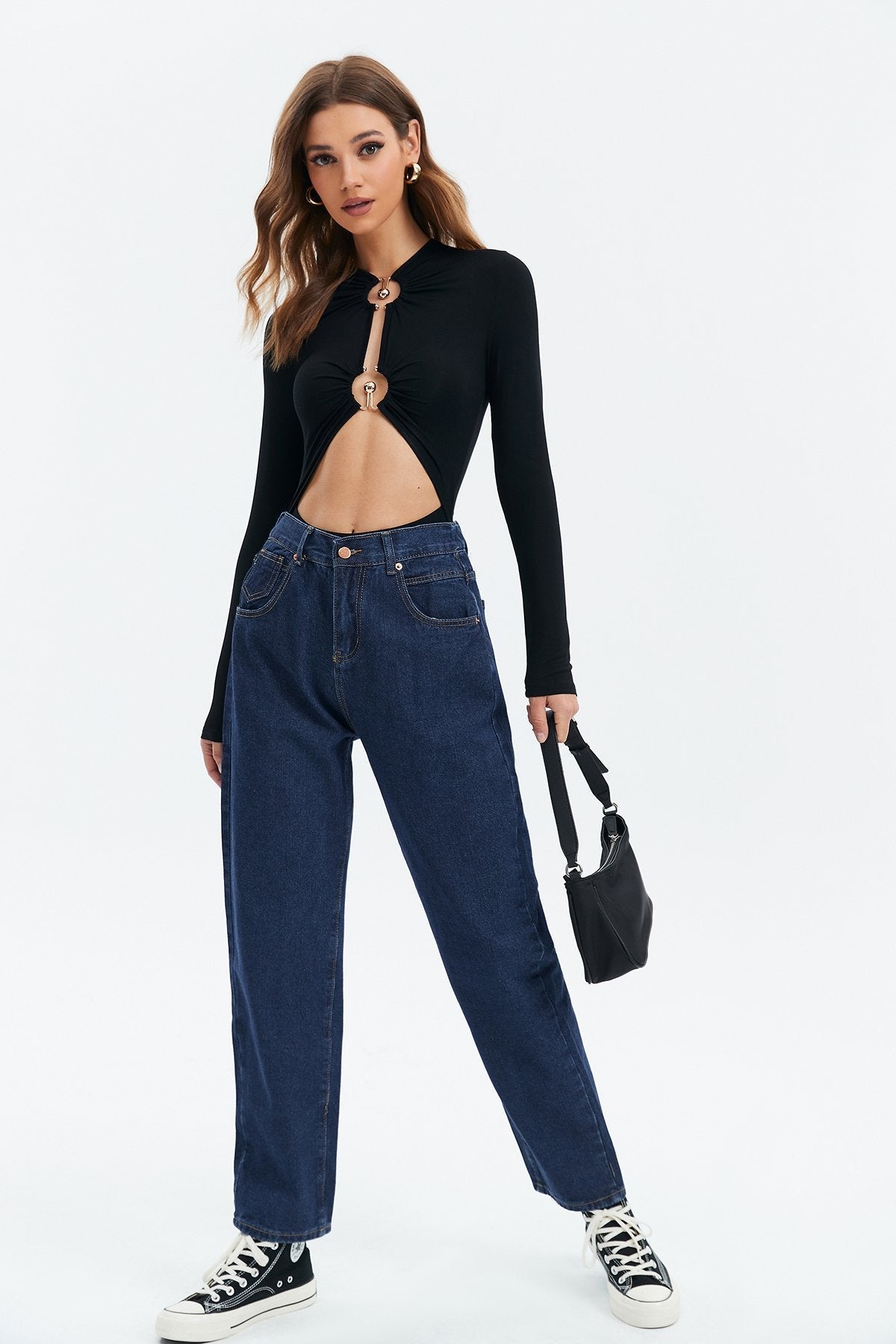 Cut Out Metallic Detail Bodysuit