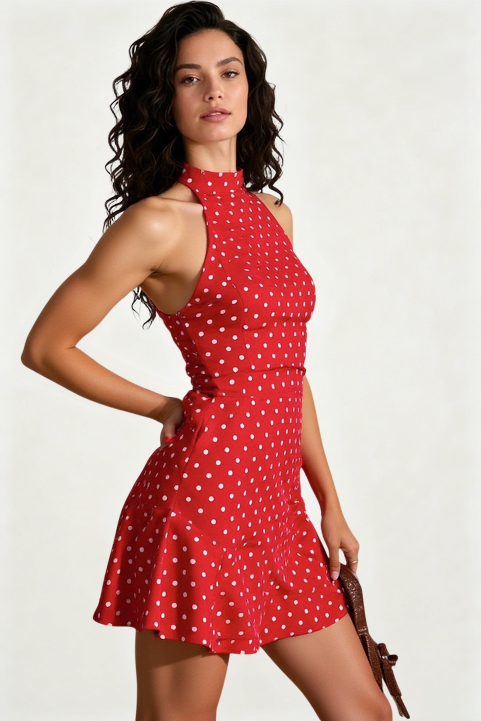 Polka Dot Fit-and-Flare Sleeveless Mini Dress