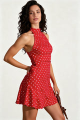 Polka Dot Fit-and-Flare Sleeveless Mini Dress