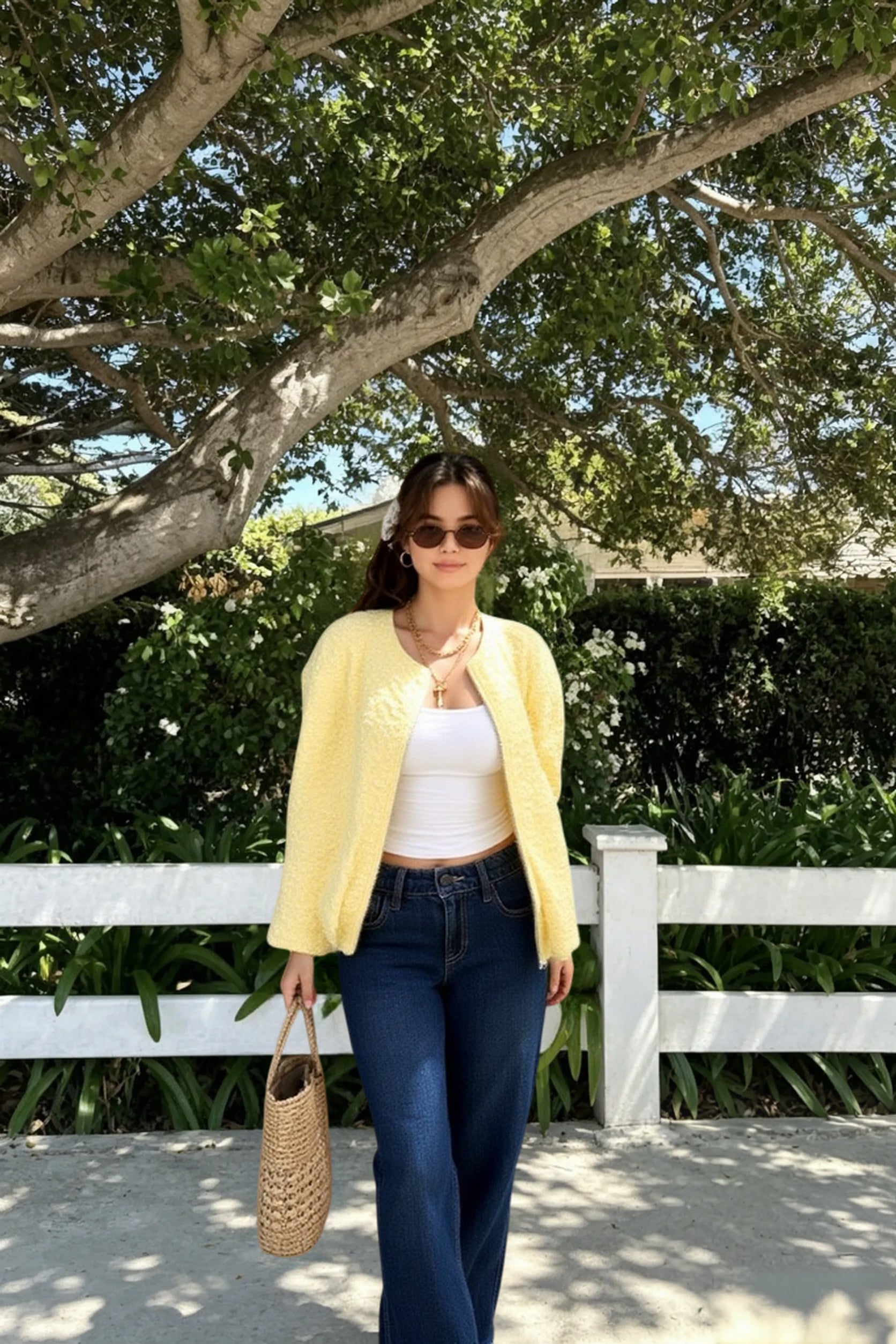 Cropped Jacquard Sleeve Jacket