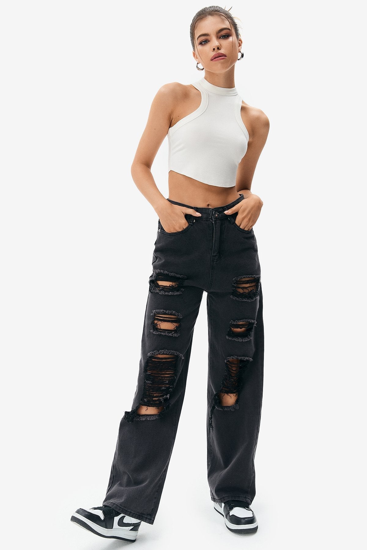 Racerback Curved Hem Crop Tank Top