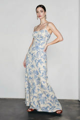 Vintage Print Slim Cami Vacation Dress