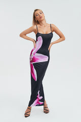 Plunging Neck Floral Print Split Hem Maxi Dress