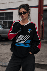 Collegiate Color-Blocked Long Sleeve Crew Neck Relaxed Sweatshirt