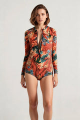 Backless Print Surfing One Piece Set