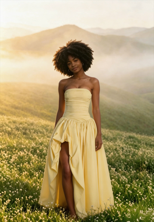 Strapless Ruched A Line Formal Dress