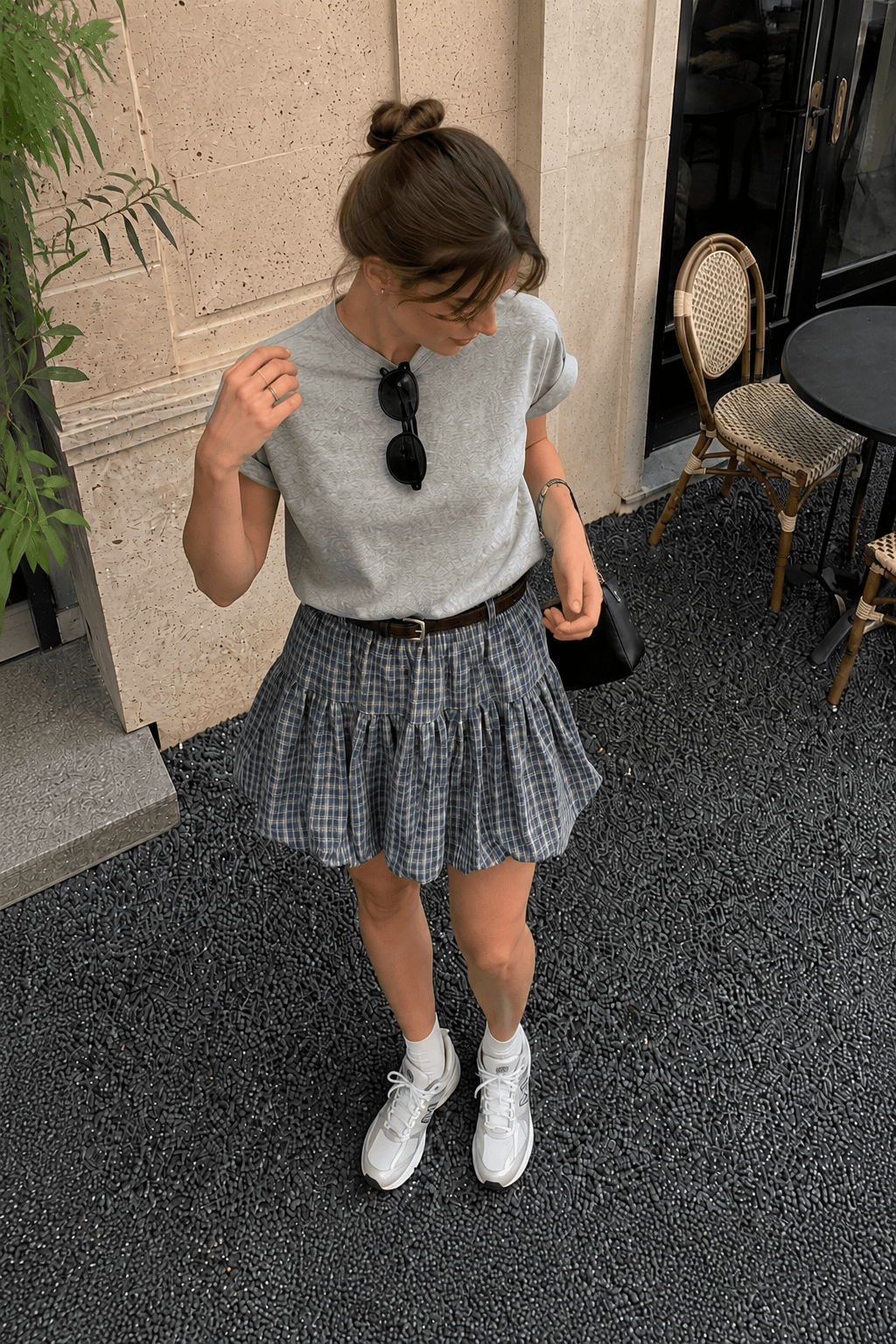 Plaid Tulip High Waist Mini Skirt
