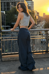 Studded Split Low Waist Wide Leg Cargo Pant