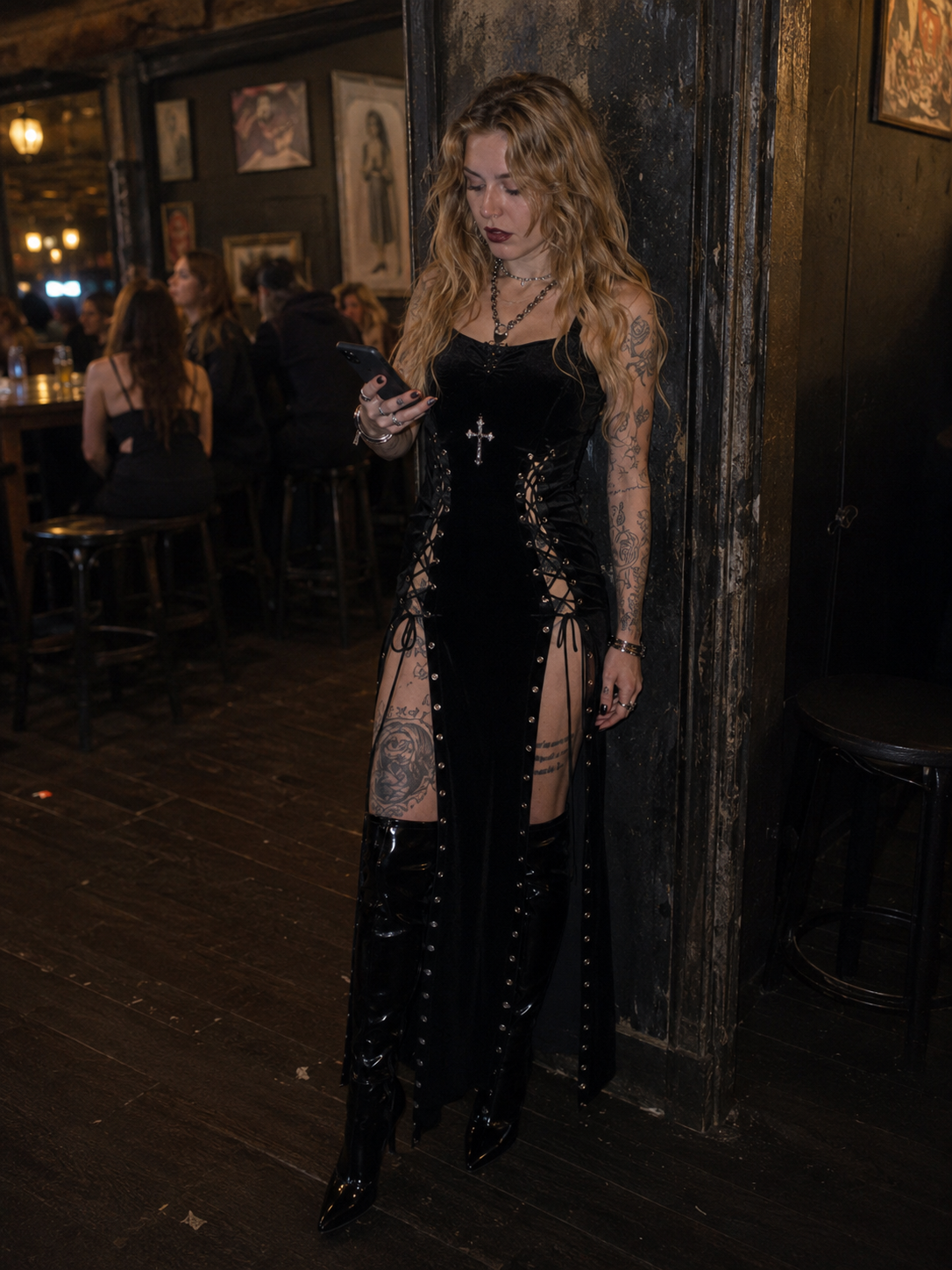 Fitted Split Gothic Dress