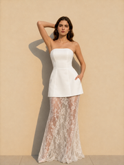 Strapless Cami Lace Maxi Skirt Two Piece Set