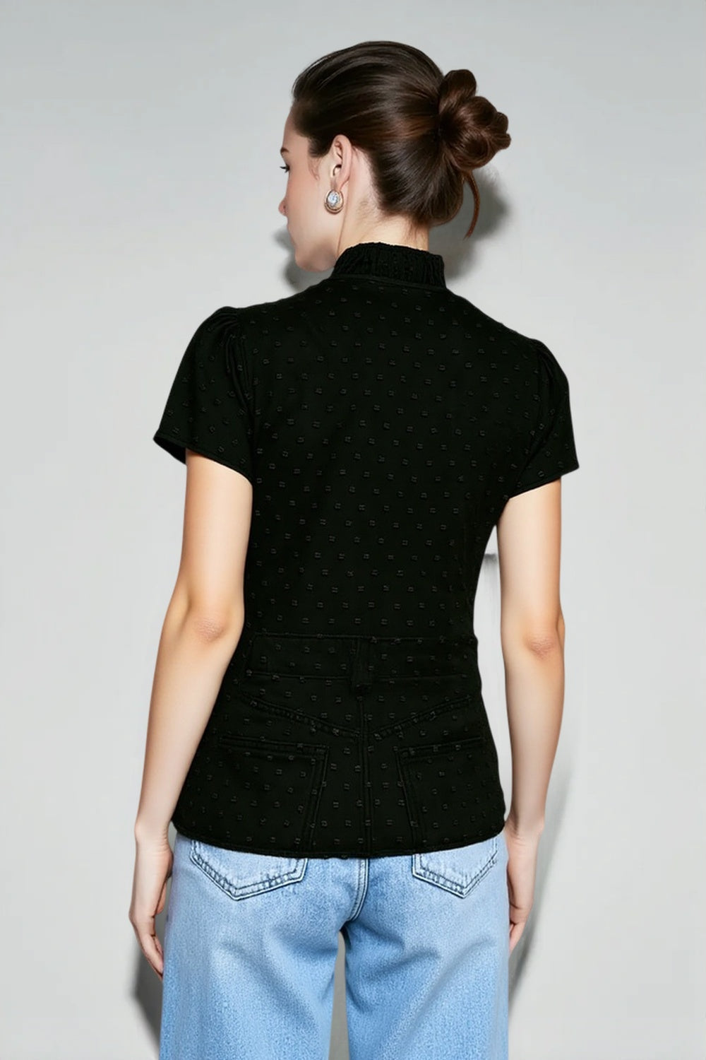 Summer Office Casual Bow Tie Collar Blouse
