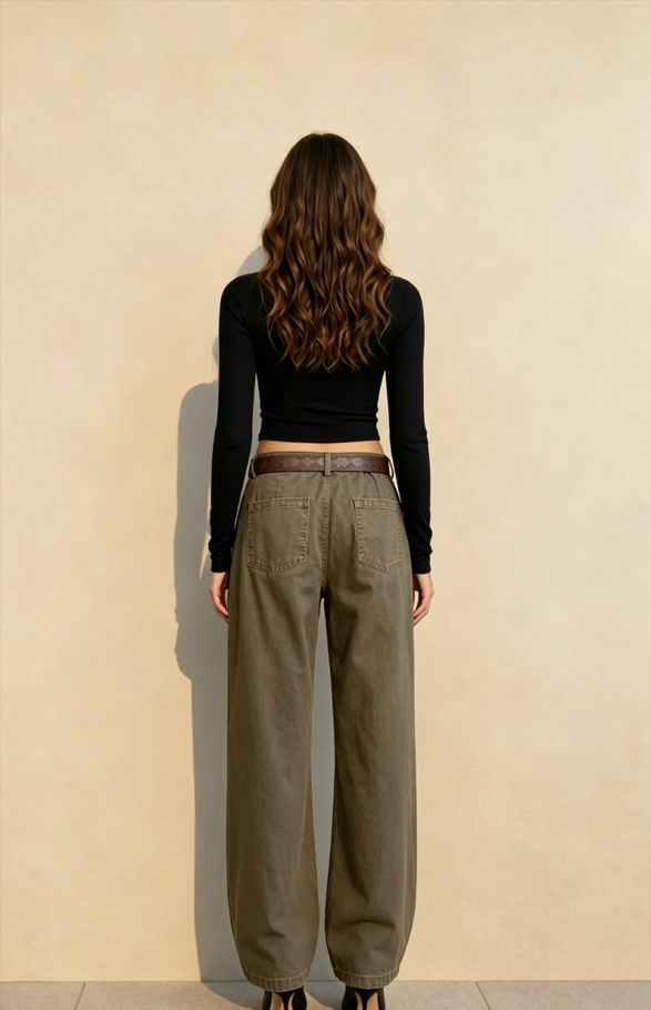 Structured Tailored Wide-Leg Cargo Pants