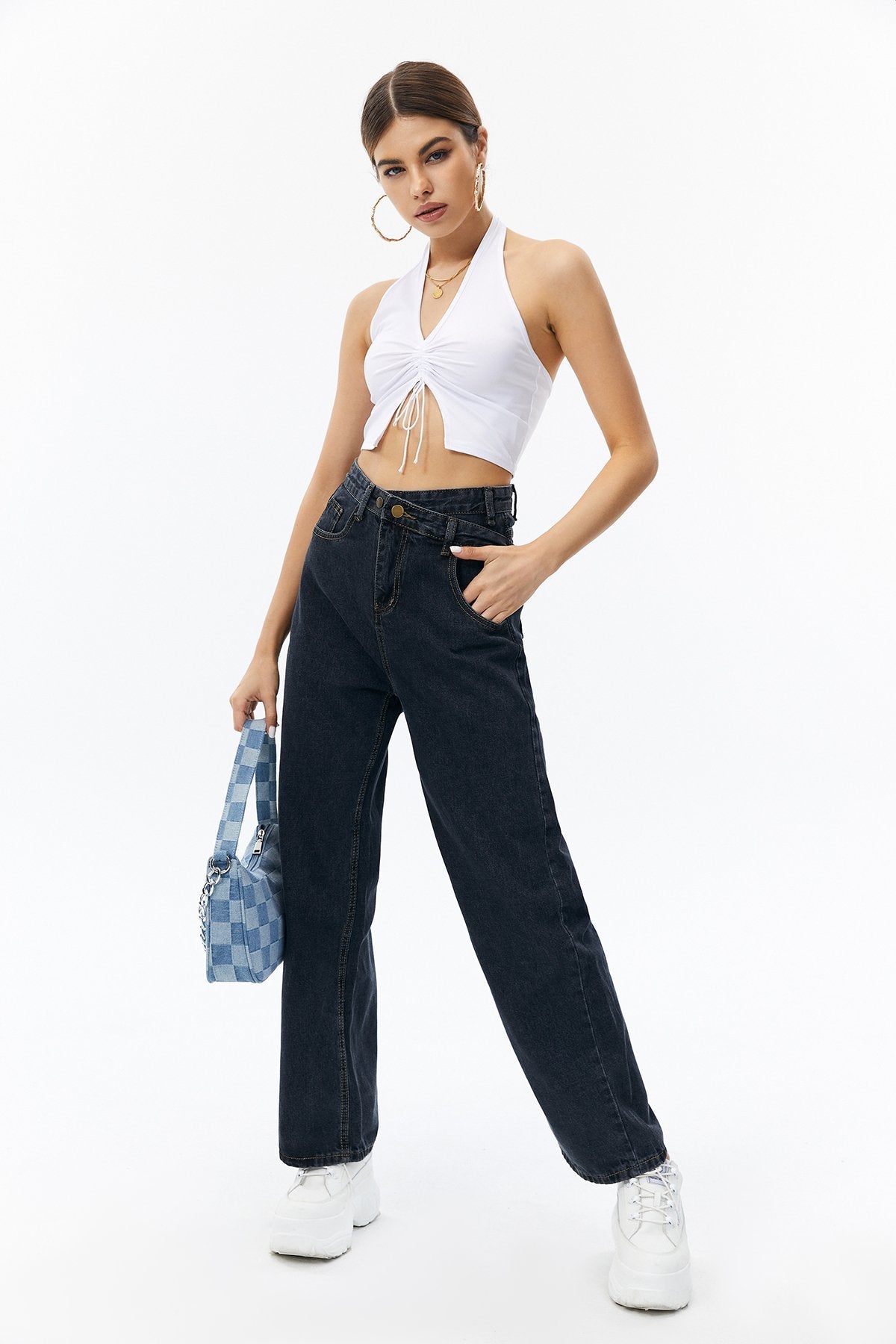 Drawstring Ruched Backless Crop Top