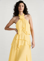 Halter Backless Floral Ruffle Mini Dress