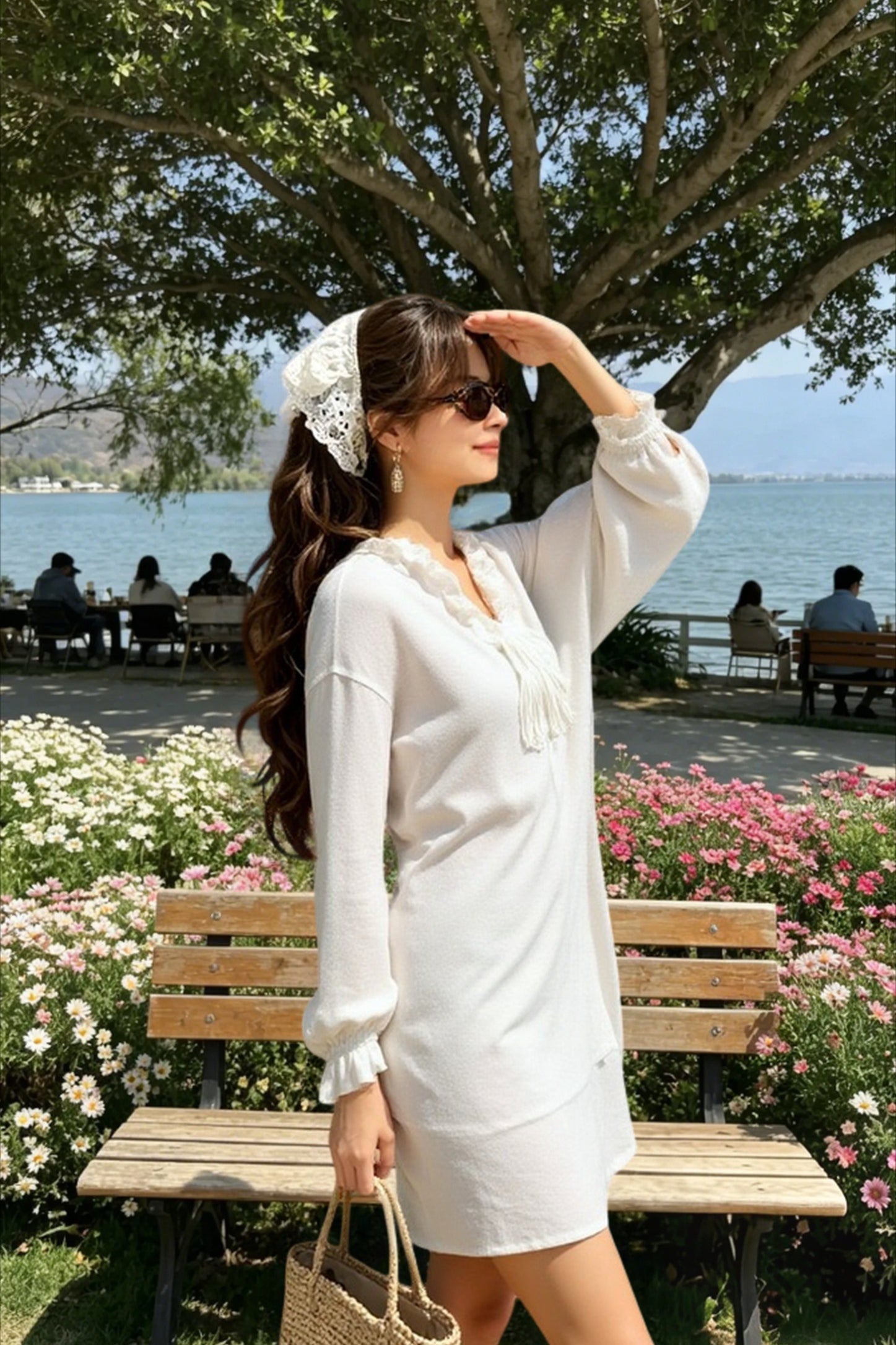 Linen Ruffle Tie Front Blouse
