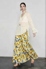 Silky Oil Print Color Block Vacation Skirt