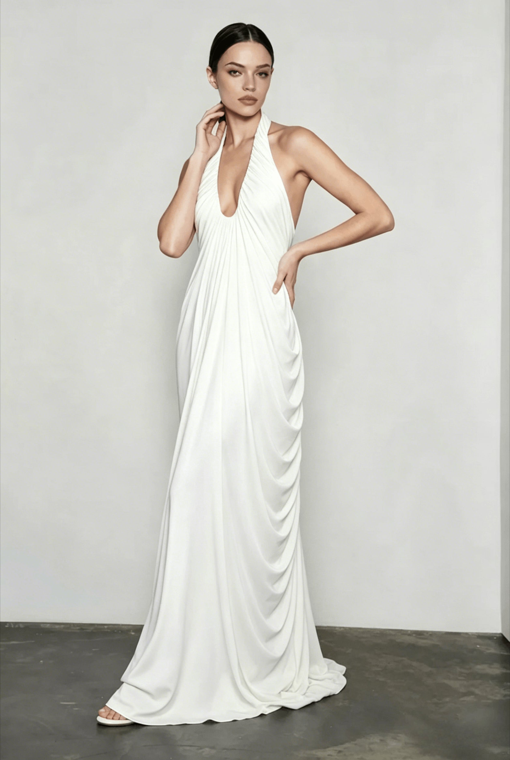 Sheer Backless V Neck Vacation Dress