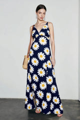 Bohemian Print V Neck Cami Slit Vacation Dress