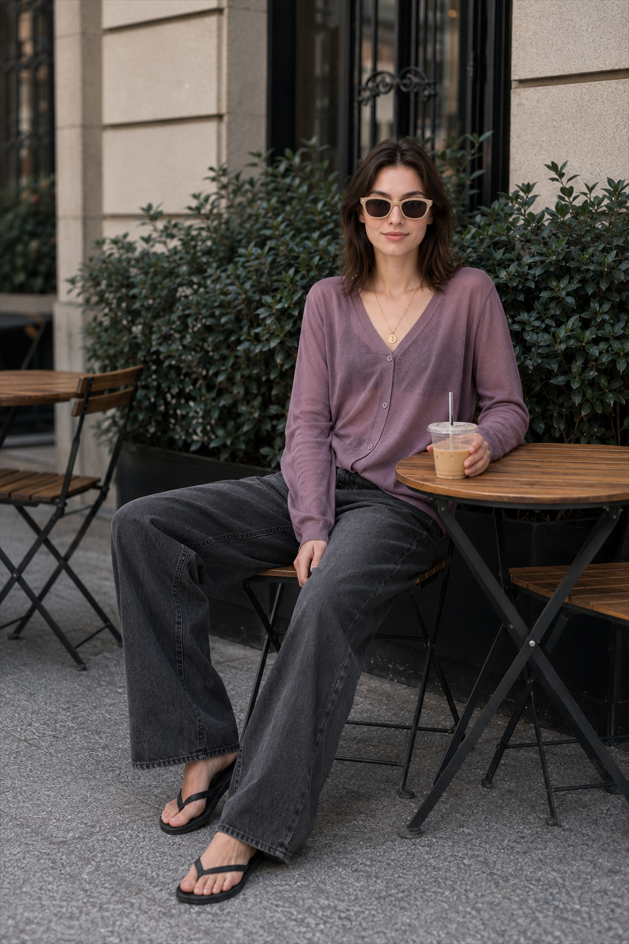 V-Neck Lightweight Knit Cardigan