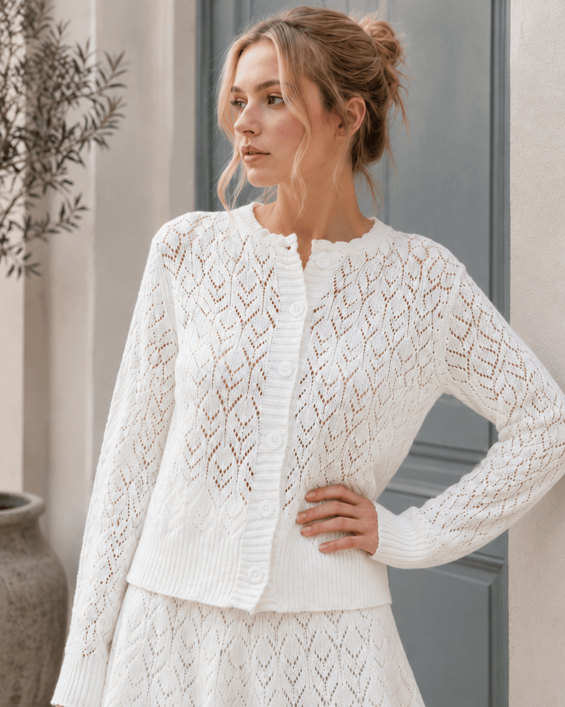 Hollow Knit Crochet Loose Two Piece Set