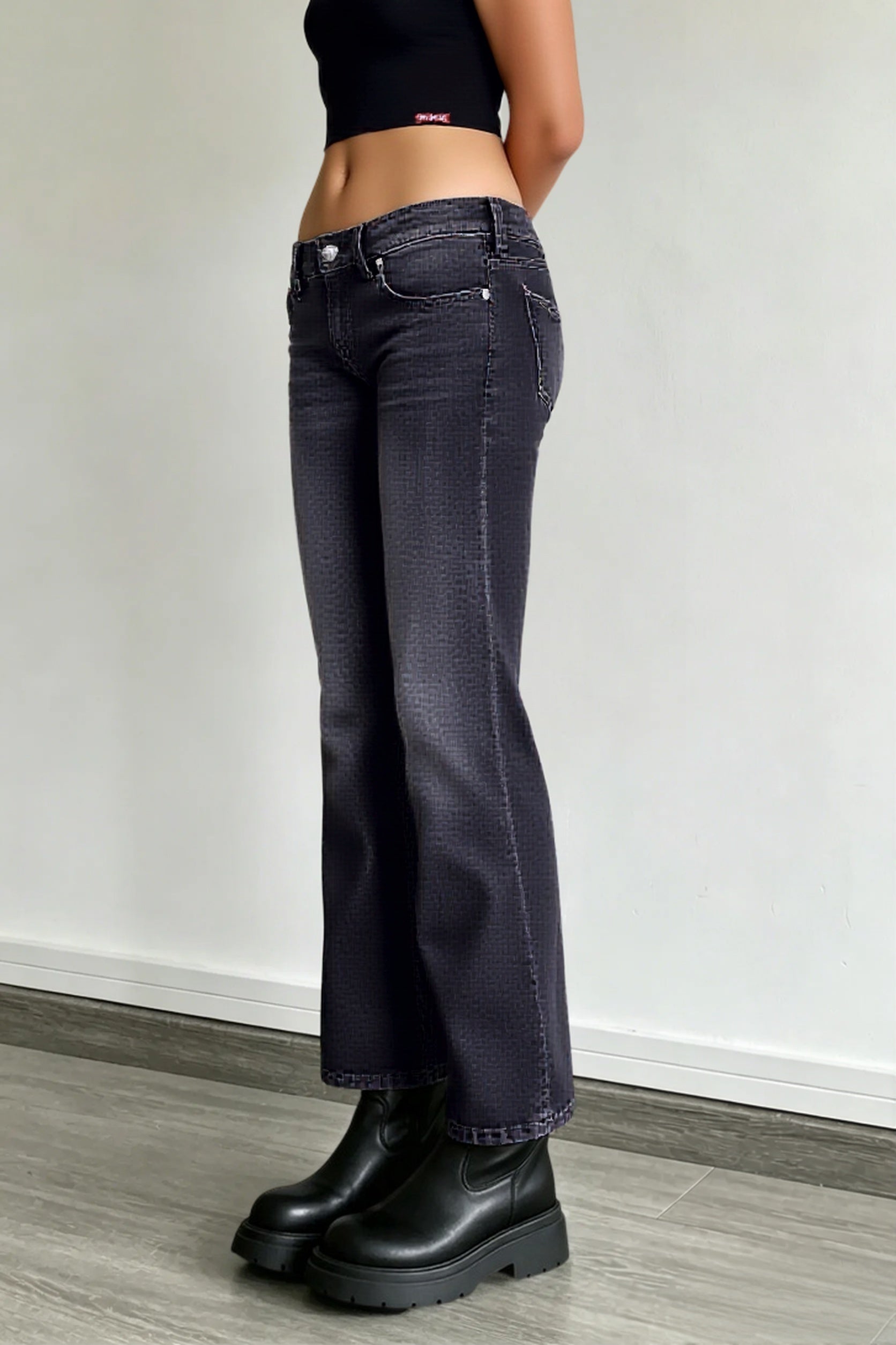 Open Back Lace Up Y2K Flare Jeans