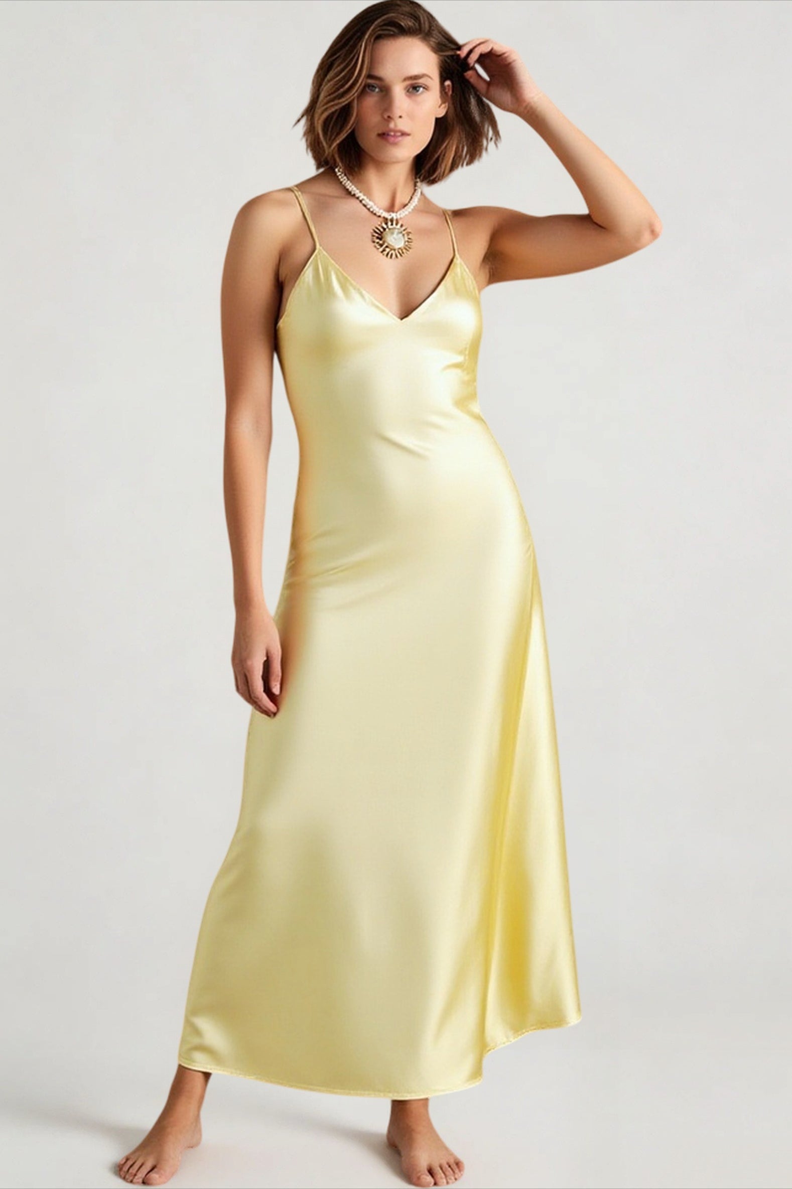 Yellow Stain Sling Midi Dress