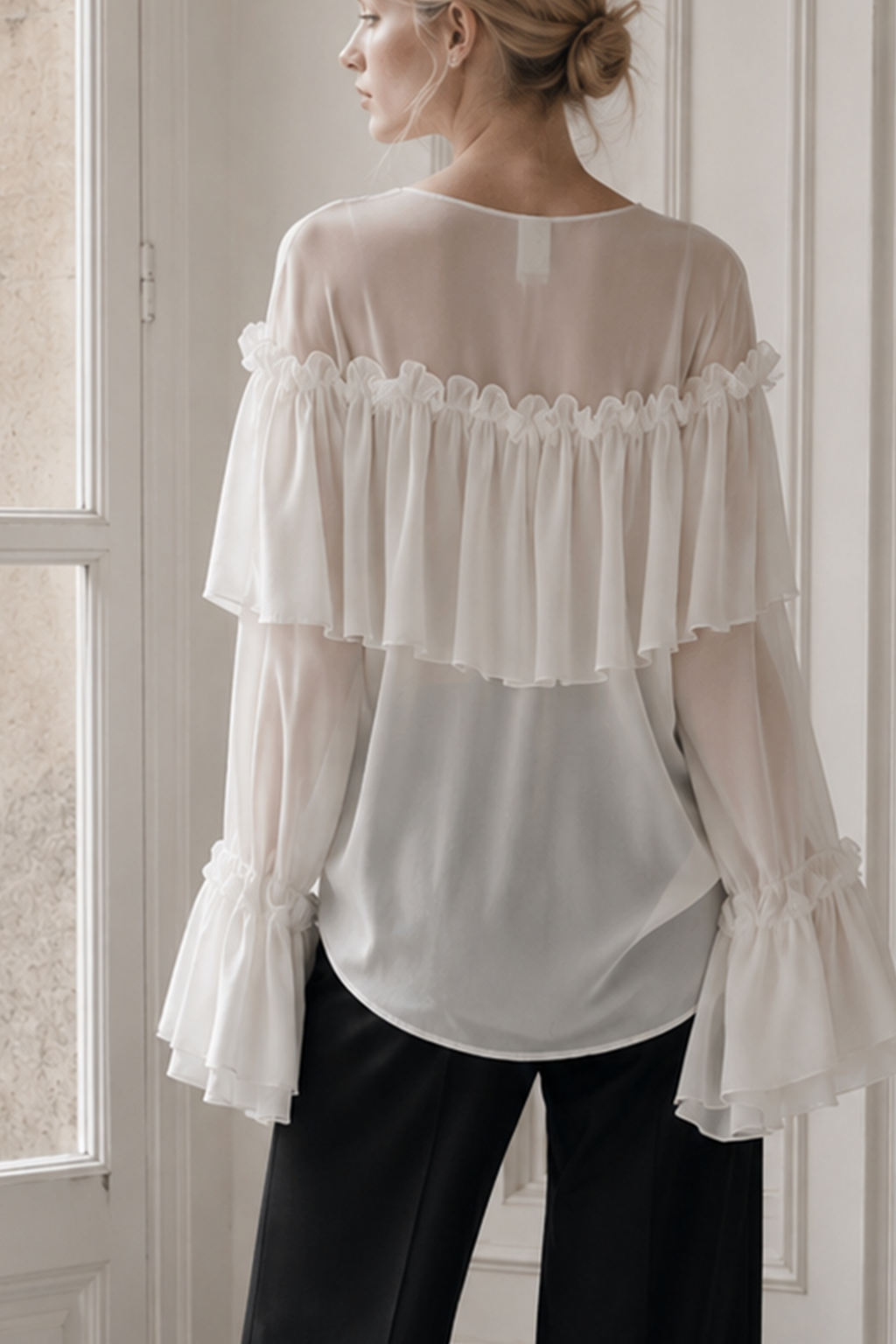 Sexy Solid Color Batwing Off-the-Shoulder Long Sleeve Blouse