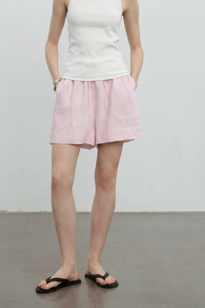Linen Drawstring Relaxed Shorts Pants