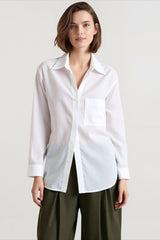 Linen Relaxed Collared Long Blouse