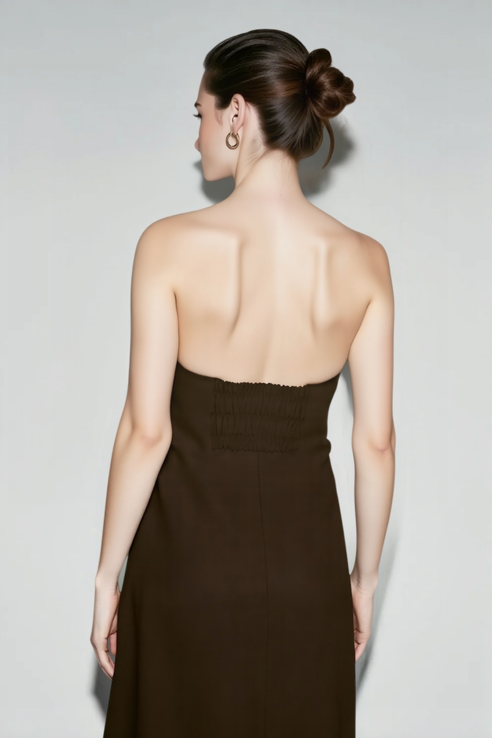 Linen Strapless High Waist Vacation Dress