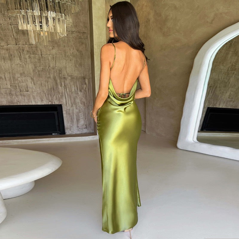 Textured Jersey Open Back Maxi Dress
