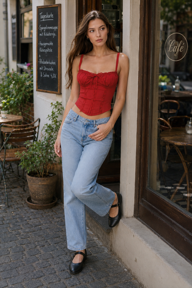 Lace Panel Tie Sexy Cami Top