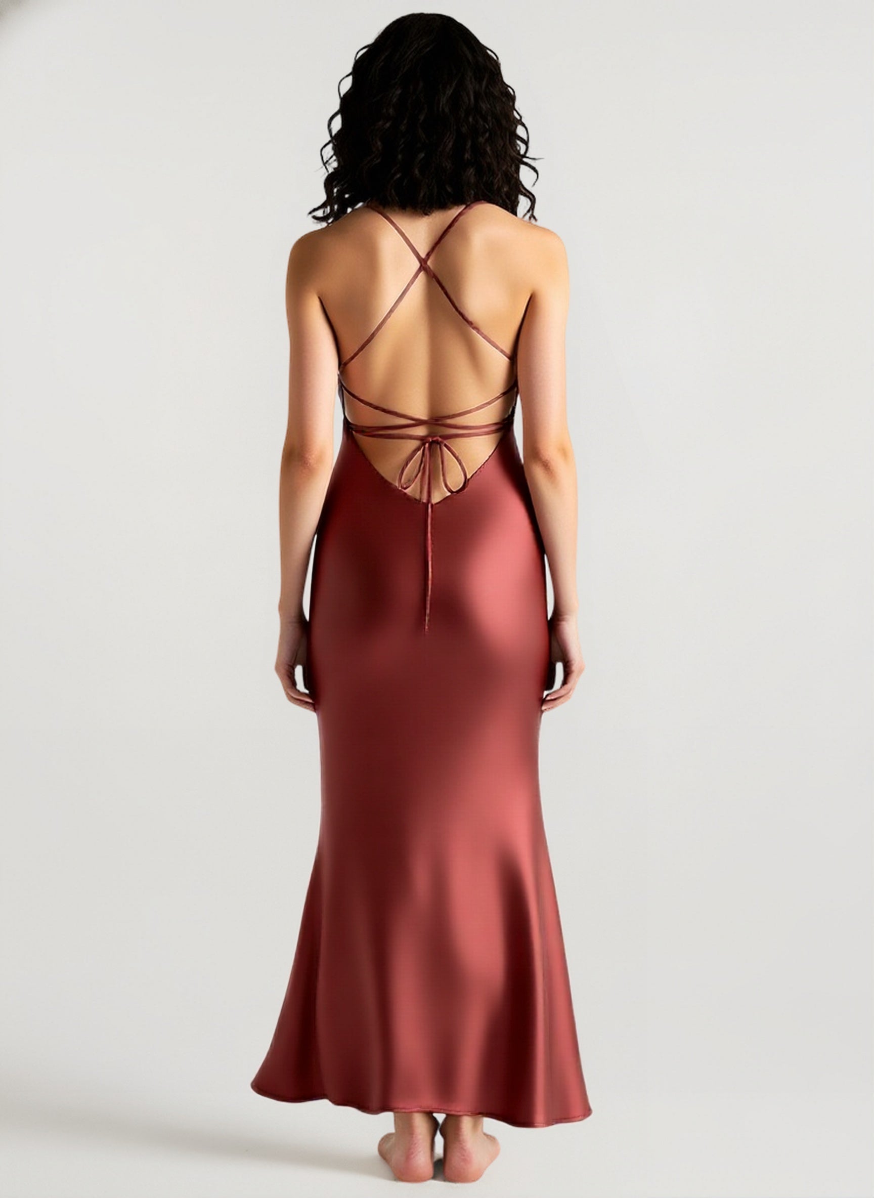 Back Tie Spaghetti Strap Formal Dress