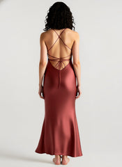 Back Tie Spaghetti Strap Formal Dress