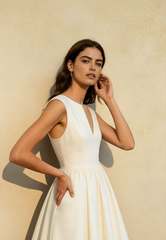 Minimalist Solid Backless Swing Midi Dress