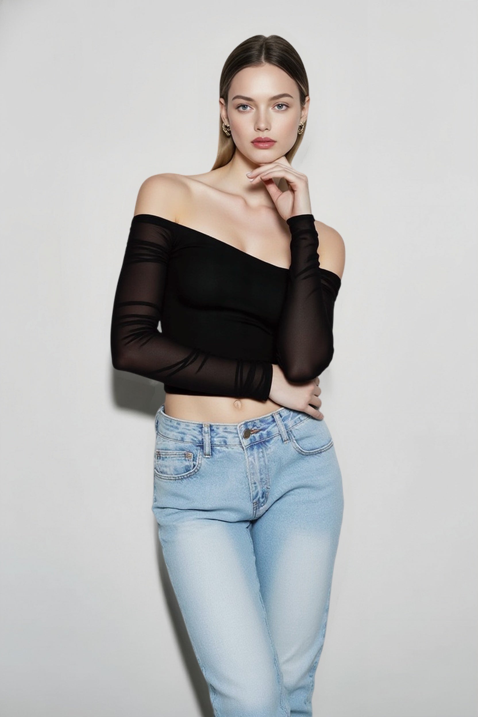 Backless Lace Paneled Off Shoulder Crop Top