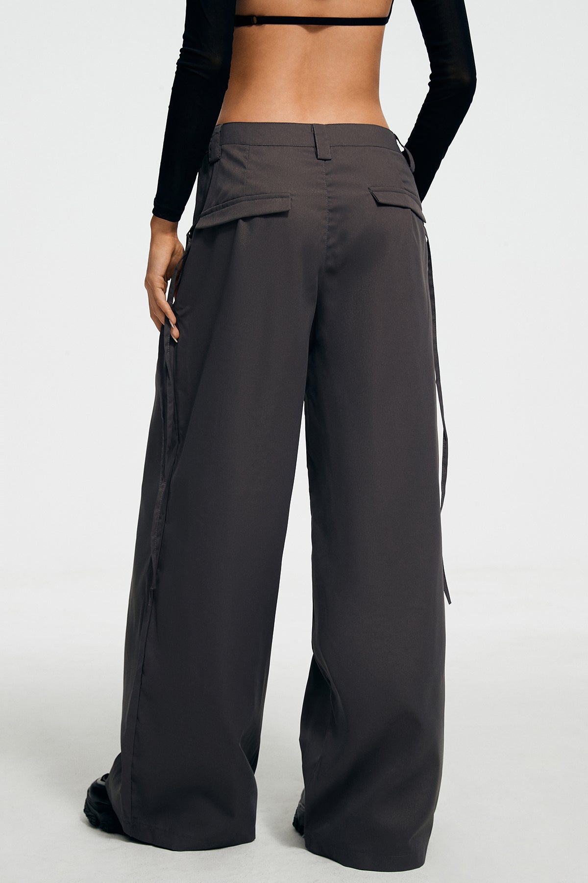Low Waist Cargo Pocket Wide Leg Pants