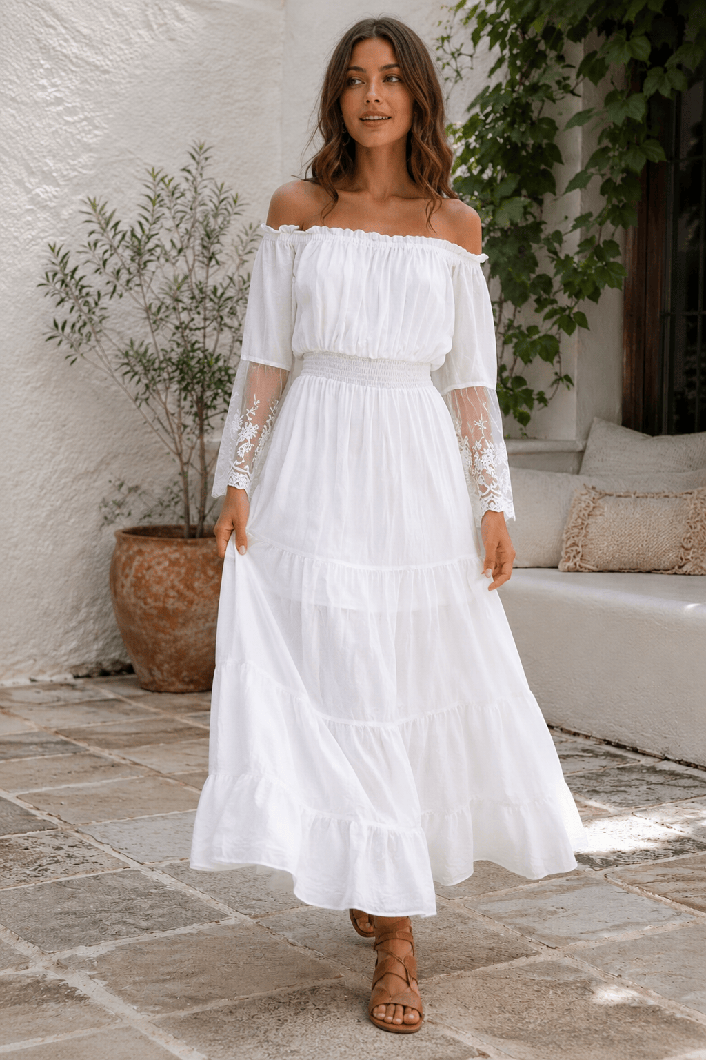 Flare Sleeve Off Shoulder Boho Dress