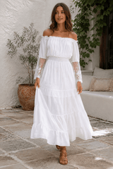 Flare Sleeve Off Shoulder Boho Dress