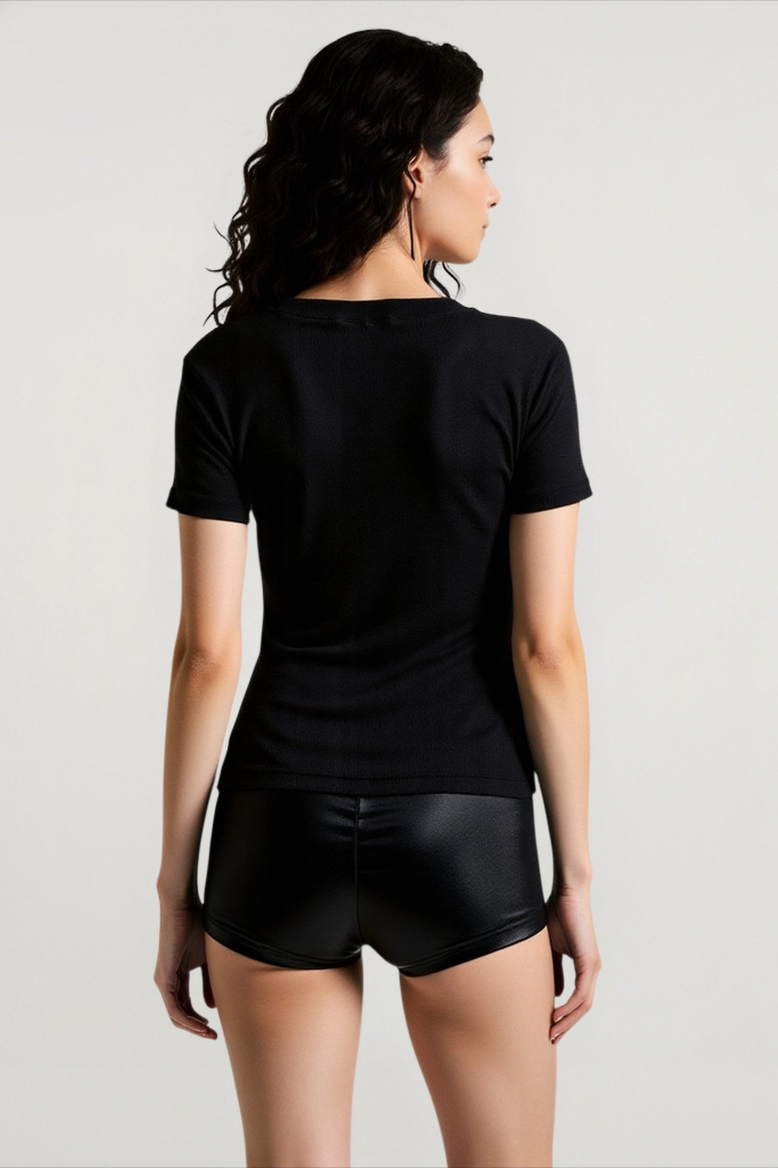 V Neck Studded Fitted T-shirts