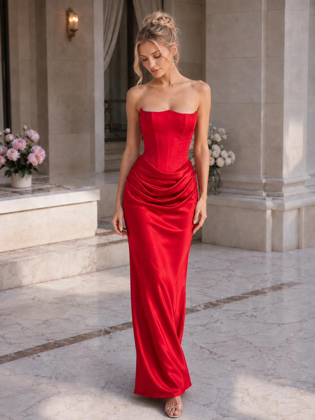 Strapless Boned Corset Bodycon Maxi Dress