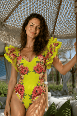 Ruffles Flower Print Skirt Two Piece Set