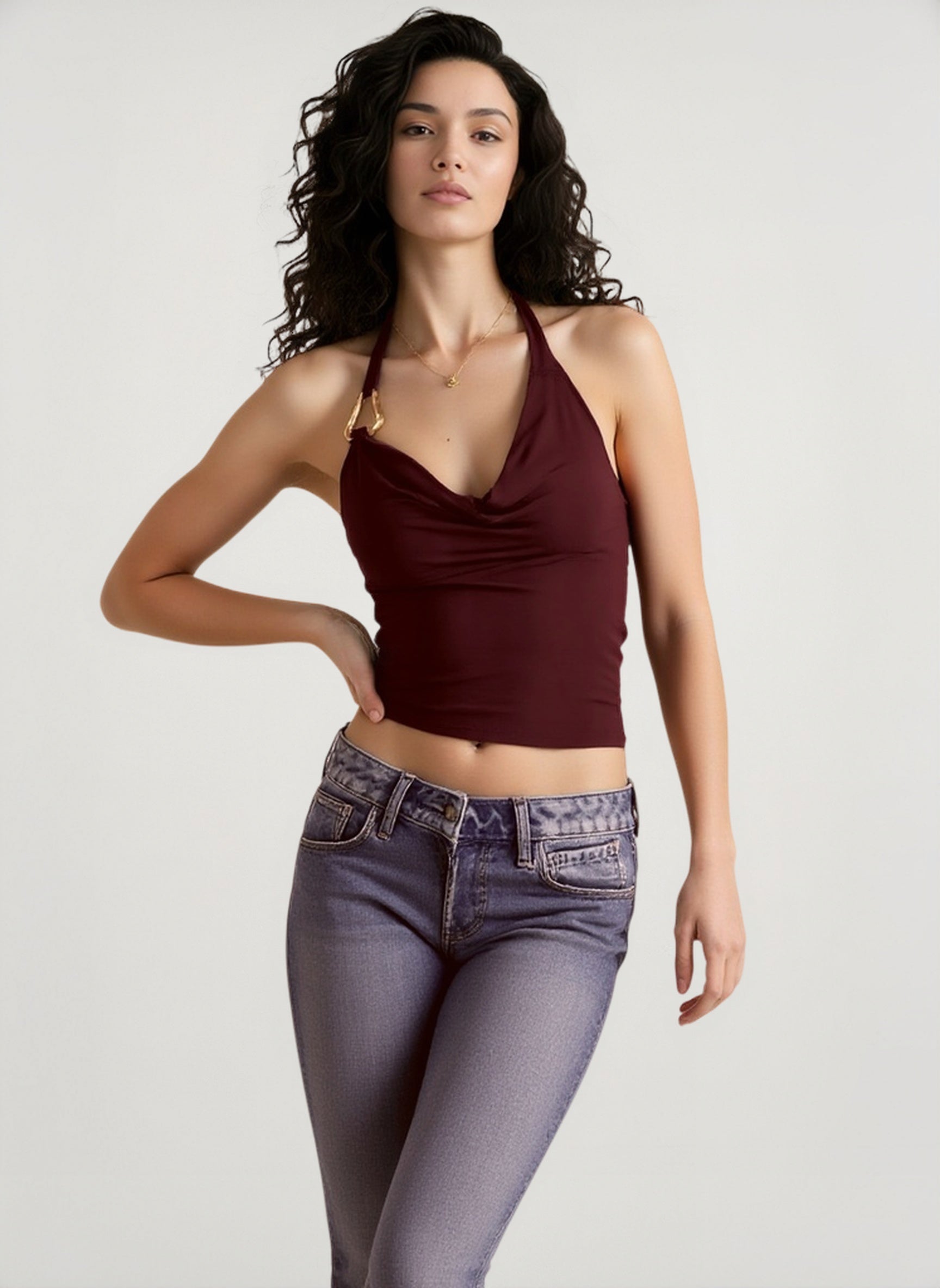Cowleneck Halter Slip Cami Top
