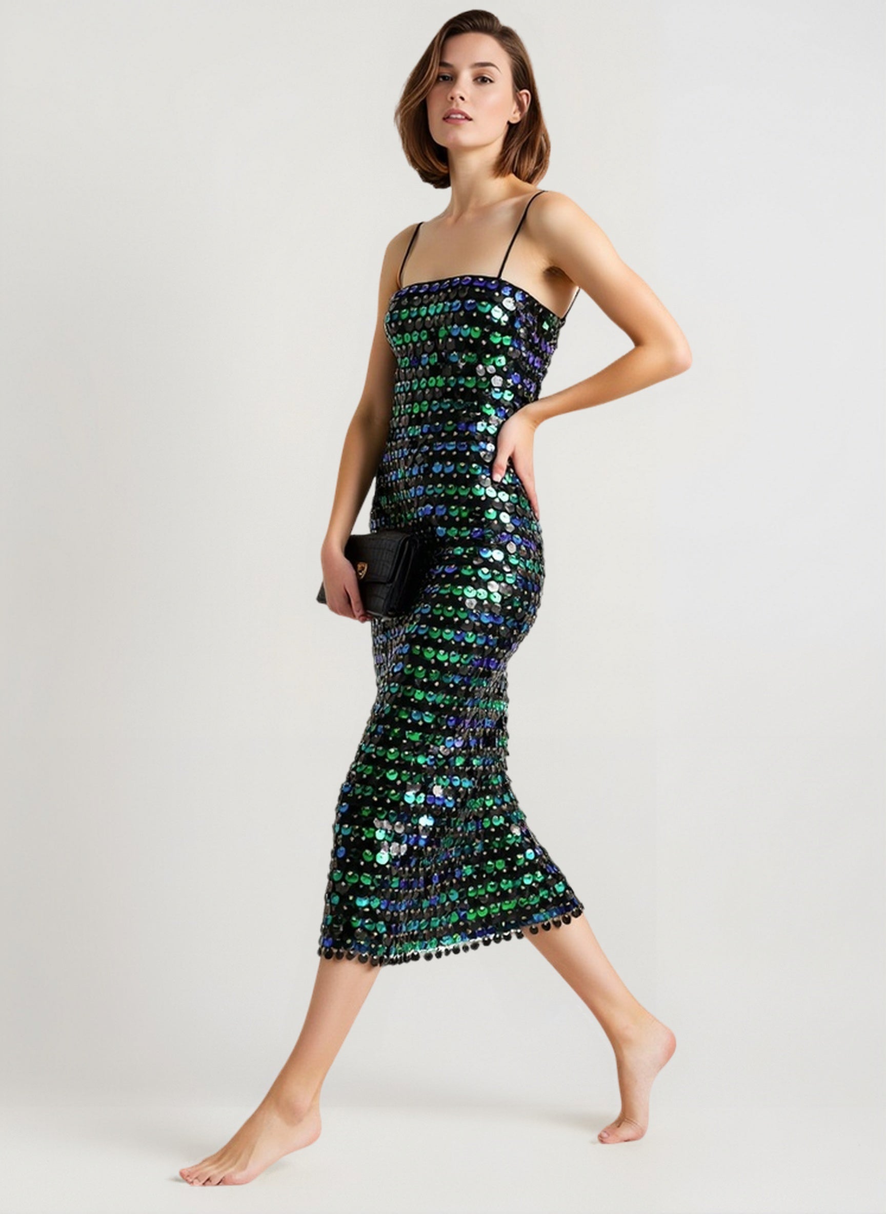 Spicy Girl Beaded Irregular Midi Dress