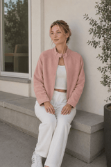Stand Collar Suede Minimalist Jacket