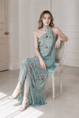 Halter Neck Printed Fringe Boho Dress