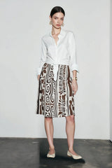 Natural Linen Leaf Vacation Skirt