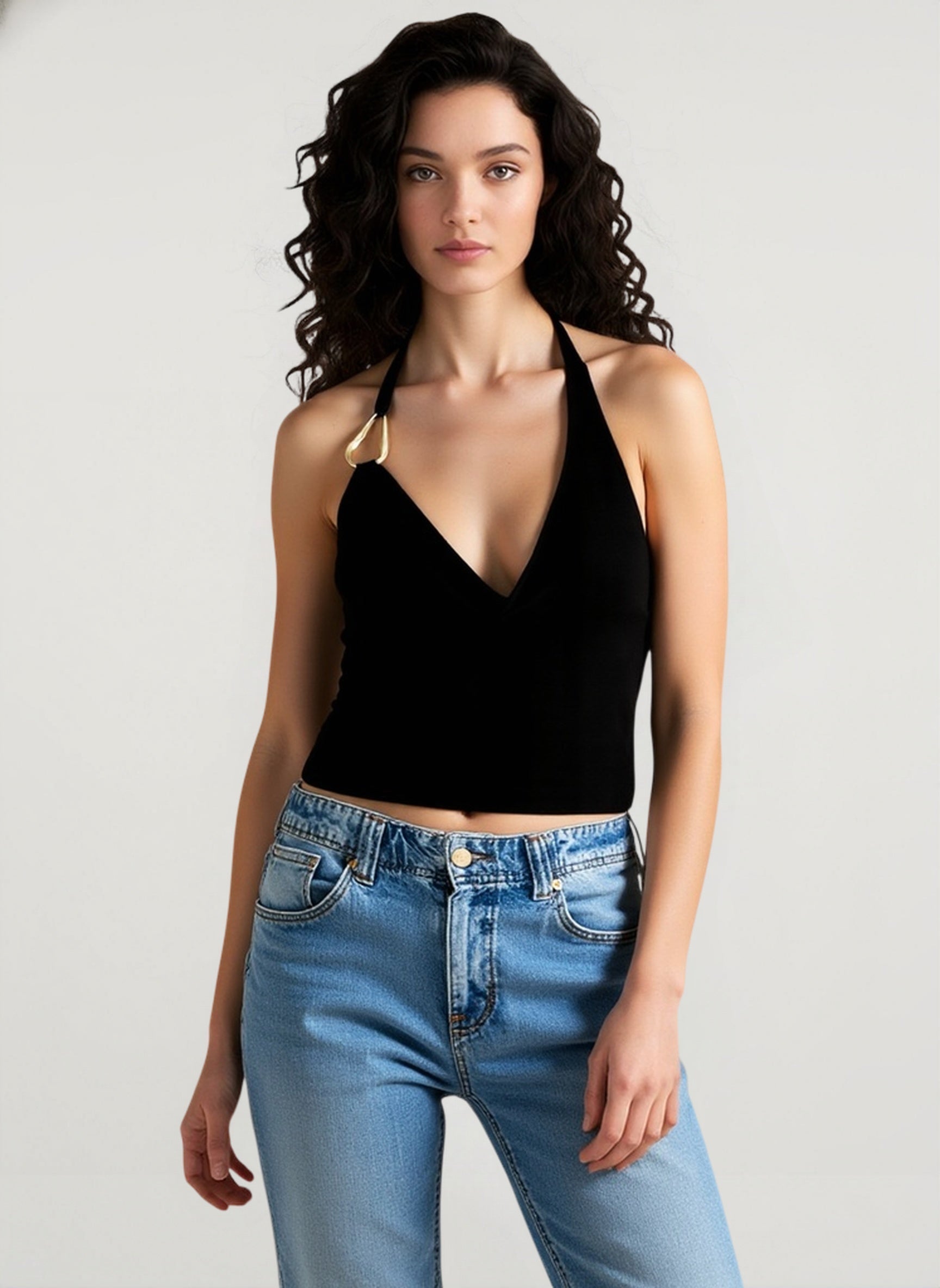 Cowleneck Halter Slip Cami Top