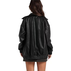 Goldsmith Faux Leather Bomber Jacket Black