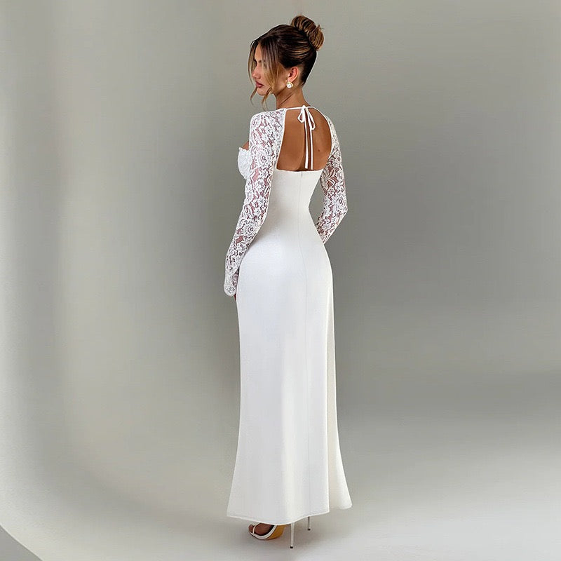Embellished Side Split Maxi Dress in Black